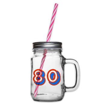 80. 80 JAHRE. 80-JÄHRIGES JUBILÄUM. 80. GEBURTSTAG. - Henkelglas mit Schraubdeckel - Klar - Rechts