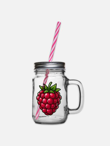 Himbeere, Obst - Henkelglas mit Schraubdeckel - Klar