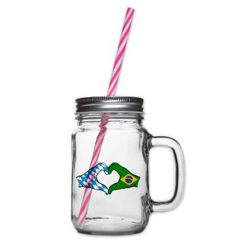 Bavière, Brésil, Drapeau, Mains, Forme Coeur - Bocal à boisson - transparent - Droite