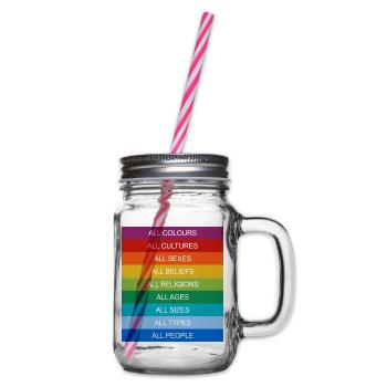 Tolerance Equality Inclusion Tolerance Pride Queer - Glass jar with handle and screw cap - clear - Right