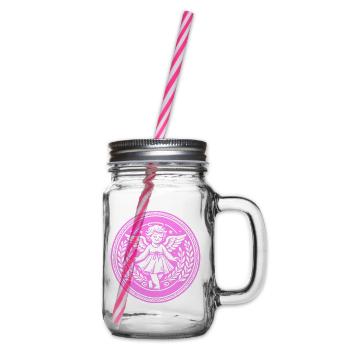 Guardian Angel Logo - Glass jar with handle and screw cap - clear - Right