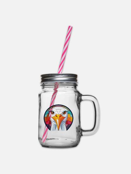 Möwe bunte Aquarell-Tier-Illustration - Henkelglas mit Schraubdeckel - Klar