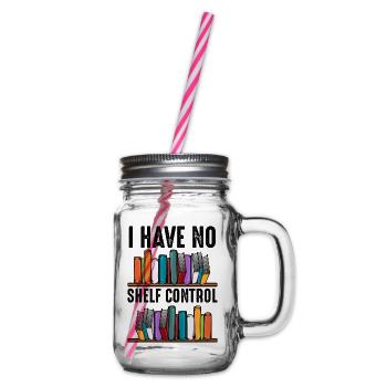 No Shelf Control Spruch Bücher Leser Geschenk - Henkelglas mit Schraubdeckel - Klar - Rechts
