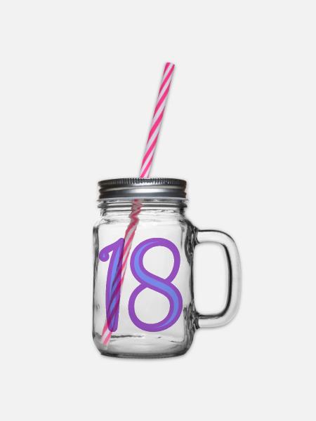 18. 18 ANS. 18e ANNIVERSAIRE. ANNIVERSAIRE 18 ANS. - Bocal à boisson - transparent