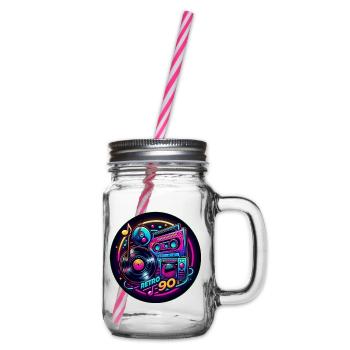 Retro 90s Logo - Henkelglas mit Schraubdeckel - Klar - Rechts