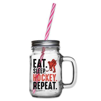 Silhouette du joueur de hockey rouge - Bocal à boisson - transparent - Droite