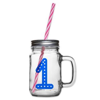 1. 1 JAHR. 1. JAHRESTAG. 1 JAHR GEBURTSTAG - Henkelglas mit Schraubdeckel - Klar - Rechts