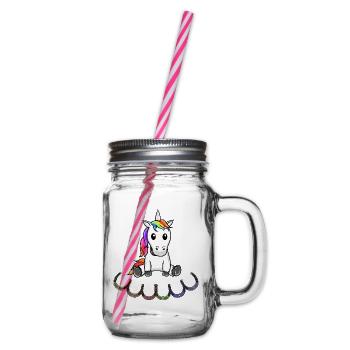 Einhorn Einhörner Kinder Kind - Henkelglas mit Schraubdeckel - Klar - Rechts