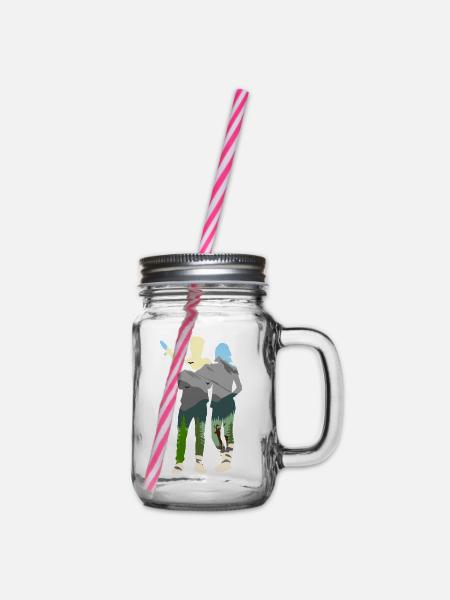 Wanderfreunde - Henkelglas mit Schraubdeckel - Klar