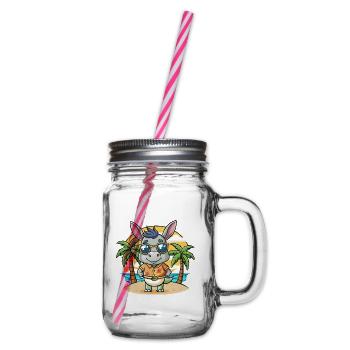 Esel Lustige Cartoon Sommer Strand Sonnenbrille - Henkelglas mit Schraubdeckel - Klar - Rechts