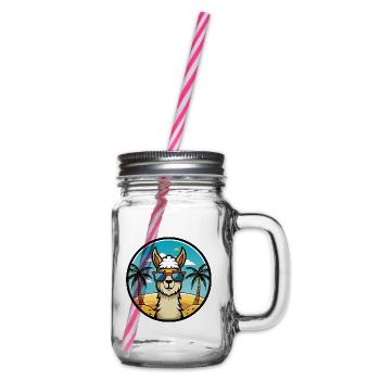 Lama Lustige Cartoon Sommer Strand Sonnenbrille Cool - Henkelglas mit Schraubdeckel - Klar - Rechts