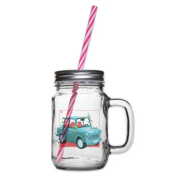 Trabi mit Pflanzen - Henkelglas mit Schraubdeckel - Klar - Rechts