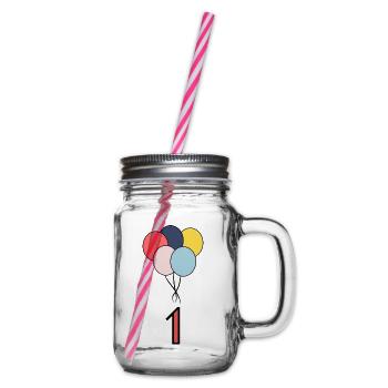 1. 1 JAHR. 1. JAHRESTAG. 1 JAHR GEBURTSTAG - Henkelglas mit Schraubdeckel - Klar - Rechts
