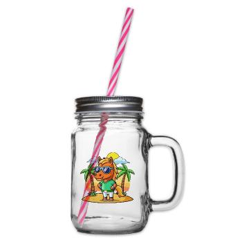 Cheval Drôle Dessin Animé Plage Été Lunettes de soleil - Bocal à boisson - transparent - Droite