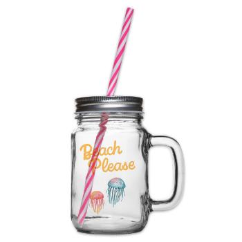 beach please Quallen - Henkelglas mit Schraubdeckel - Klar - Rechts