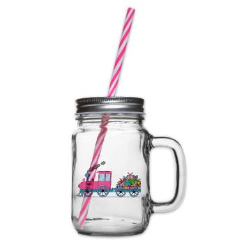 Children's train railway with trailer pink - Glass jar with handle and screw cap - clear - Right