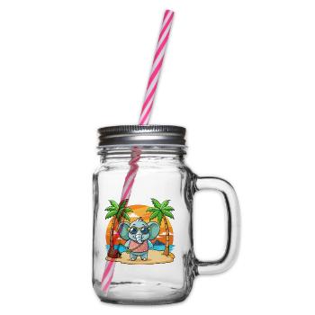 Elefant Lustige Cartoon Sommer Strand Sonnenbrille - Henkelglas mit Schraubdeckel - Klar - Rechts
