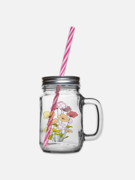 Blumenstrauß - Henkelglas mit Schraubdeckel - Klar