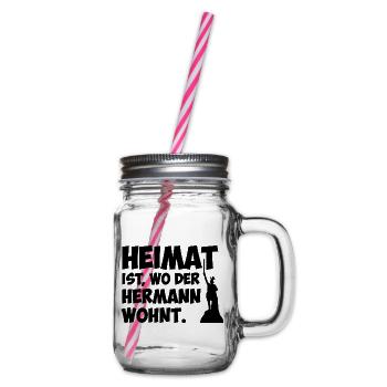 Heimat ist, wo der Hermann wohnt. - Henkelglas mit Schraubdeckel - Klar - Rechts
