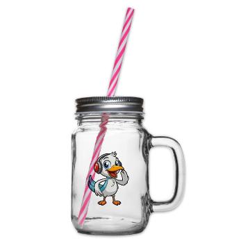 Pelican Funny Cartoon Character Musique de casque - Bocal à boisson - transparent - Droite