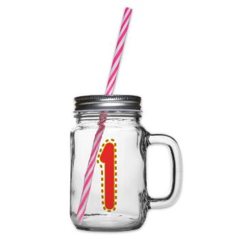 1. 1 JAHR. 1. JAHRESTAG. 1 JAHR GEBURTSTAG - Henkelglas mit Schraubdeckel - Klar - Rechts