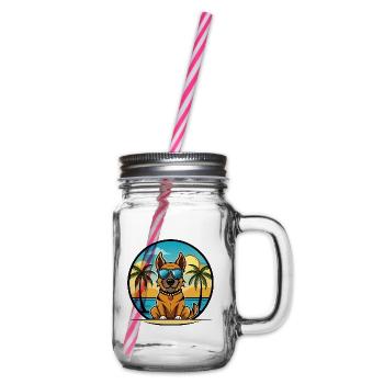 Broholmer Hunderasse Cartoon Sonnenbrille Strand - Henkelglas mit Schraubdeckel - Klar - Rechts