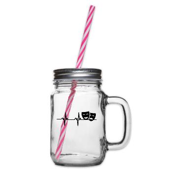 Drama Masks Theatre Heart palpitations - Glass jar with handle and screw cap - clear - Right