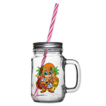 Funny Squirrel Cartoon Summer Beach Sunglasses - Glass jar with handle and screw cap - clear - Right
