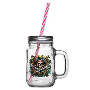 Pirate Logo - Glass jar with handle and screw cap - clear - Right