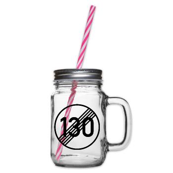 UNBEGRENZT 130 by Unbegrenzt Apparel - Henkelglas mit Schraubdeckel - Klar - Rechts