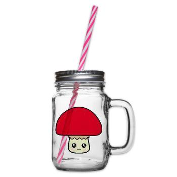 Kawaii Pilz Kawaii Chibi Kawaii food - Henkelglas mit Schraubdeckel - Klar - Rechts