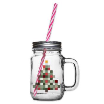 8-Bit Retro Tannenbaum Xmas - Henkelglas mit Schraubdeckel - Klar - Rechts