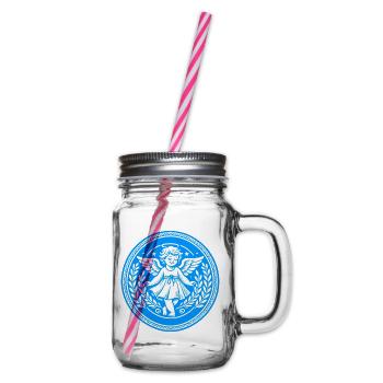 Guardian Angel Logo - Glass jar with handle and screw cap - clear - Right