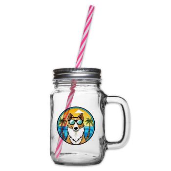 Smooth Collie Hunderasse Cartoon Sonnenbrille Strand - Henkelglas mit Schraubdeckel - Klar - Rechts