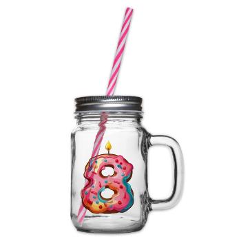 NUMBER 8 CAKE SWEET 8TH BIRTHDAY - Glass jar with handle and screw cap - clear - Right