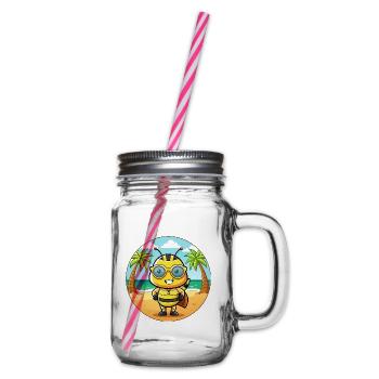 Biene Lustige Cartoon Sommer Strand Sonnenbrille - Henkelglas mit Schraubdeckel - Klar - Rechts