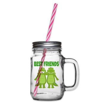 Best Friends Freundschaft Jungen Beste Freunde - Henkelglas mit Schraubdeckel - Klar - Rechts