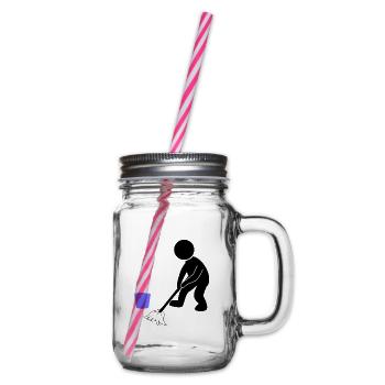 Putzen Putzmann Wischen - Henkelglas mit Schraubdeckel - Klar - Rechts