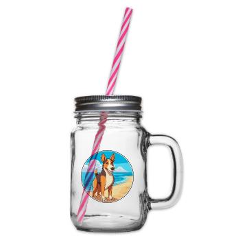 Glatter Collie Hund Rasse Cartoon Kawaii Clipart Hund - Henkelglas mit Schraubdeckel - Klar - Rechts
