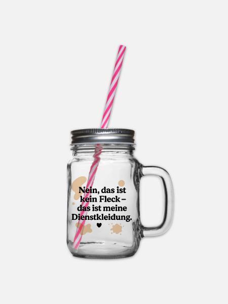 Das ist kein Fleck (schwarz & beige) - Henkelglas mit Schraubdeckel - Klar
