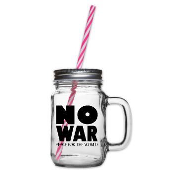 NO WAR Peace for the world - Glass jar with handle and screw cap - clear - Right