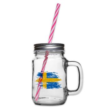 Sweden flag used - Glass jar with handle and screw cap - clear - Right
