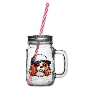 Cavalier King Charles Hund Hund - Mütze - Henkelglas mit Schraubdeckel - Klar - Rechts