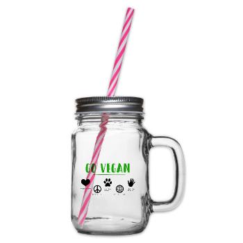 GO VEGAN - Henkelglas mit Schraubdeckel - Klar - Rechts