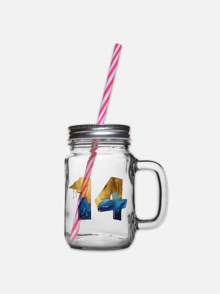 NR. 14 NUMMER 14 COOL 14. GEBURTSTAG - Henkelglas mit Schraubdeckel - Klar