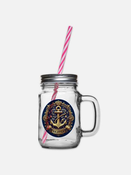 Skipper Logo - Henkelglas mit Schraubdeckel - Klar