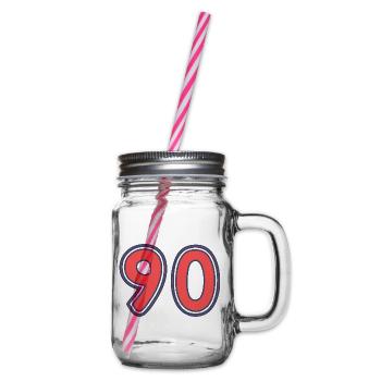 90. 90 ANS. 90e ANNIVERSAIRE. ANNIVERSAIRE 90 ANS. - Bocal à boisson - transparent - Droite