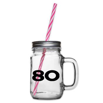 80. 80 JAHRE. 80-JÄHRIGES JUBILÄUM. 80. GEBURTSTAG. - Henkelglas mit Schraubdeckel - Klar - Rechts