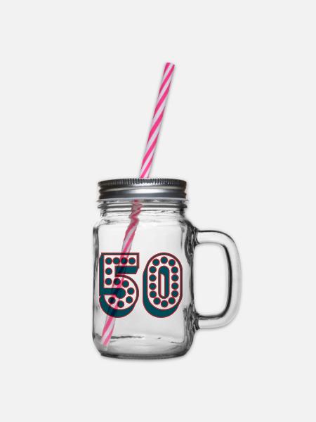 50. 50 JAHRE. 50. JAHRESTAG. 50-JÄHRIGES JUBILÄUM. - Henkelglas mit Schraubdeckel - Klar