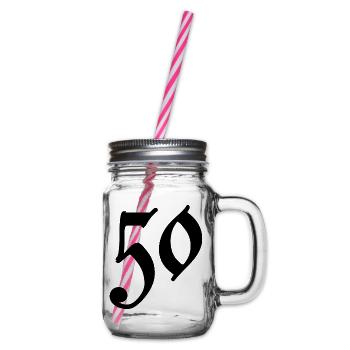 50. 50 ANS. 50e ANNIVERSAIRE. ANNIVERSAIRE 50 ANS. - Bocal à boisson - transparent - Droite